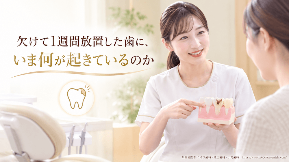 欠けて1週間放置した歯に、いま何が起きているのか
